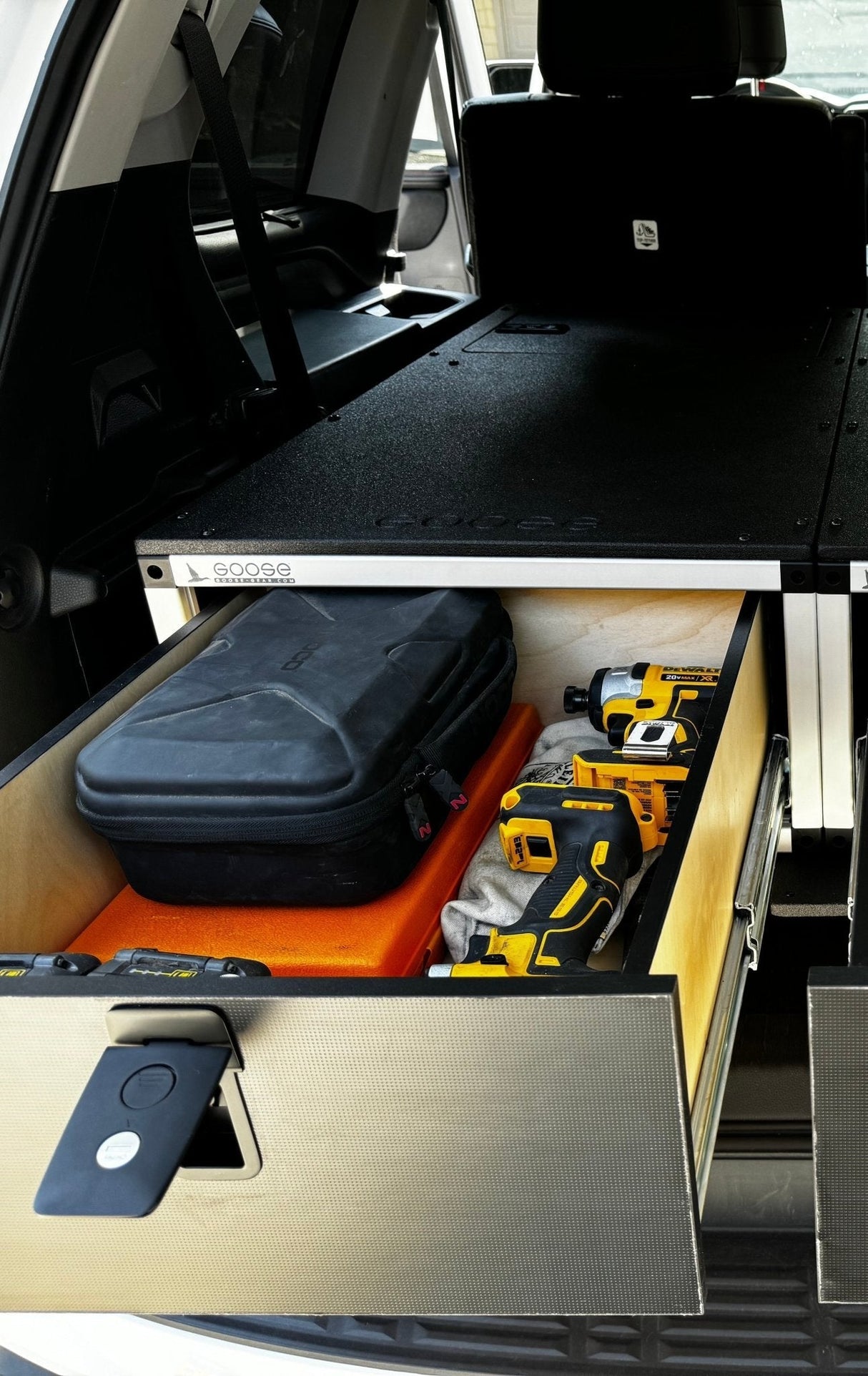 Toyota - Sequoia - 2023 - Present - 3rd Gen - Explore Series - Single Drawer - 19 - 3/16" Width x 38" Deep x 10" High - Drawer Module with Short Drawer 20" and Storage Space Behind Drawer - Xtrusion Overland
