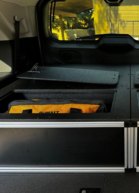 Toyota - Sequoia - 2023 - Present - 3rd Gen - Explore Series - Single Drawer - 28 - 3/16" Width x 38" Deep x 10" High - Drawer Module with Short Drawer 20" and Storage Space Behind - Xtrusion Overland