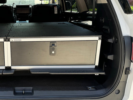 Toyota - Sequoia - 2023 - Present - 3rd Gen - Explore Series - Single Drawer - 28 - 3/16" Width x 38" Deep x 10" High - Drawer Module with Short Drawer 20" and Storage Space Behind - Xtrusion Overland
