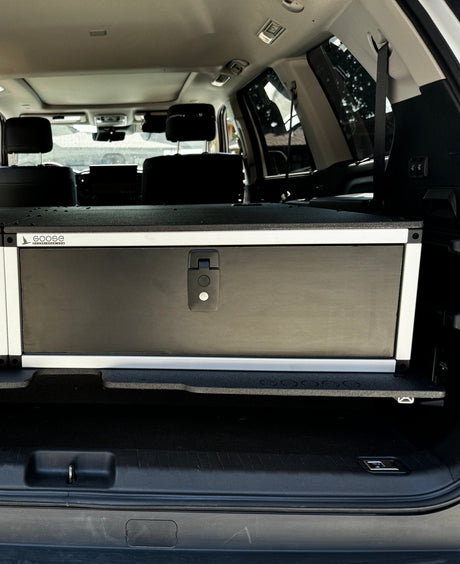 Toyota - Sequoia - 2023 - Present - 3rd Gen - Explore Series - Single Drawer - 28 - 3/16" Width x 38" Deep x 10" High - Drawer Module with Short Drawer 20" and Storage Space Behind - Xtrusion Overland