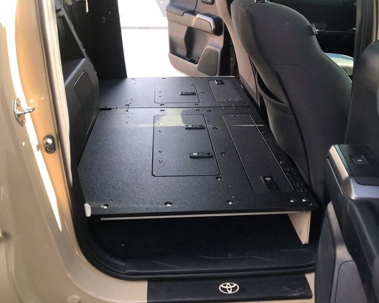 Toyota Tacoma 2005 - 2023 2nd and 3rd Gen. Double Cab - Second Row Seat Delete Plate System keeping Factory Back Wall - Xtrusion Overland