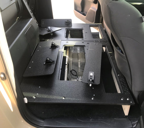 Toyota Tacoma 2005 - 2023 2nd and 3rd Gen. Double Cab - Second Row Seat Delete Plate System keeping Factory Back Wall - Xtrusion Overland
