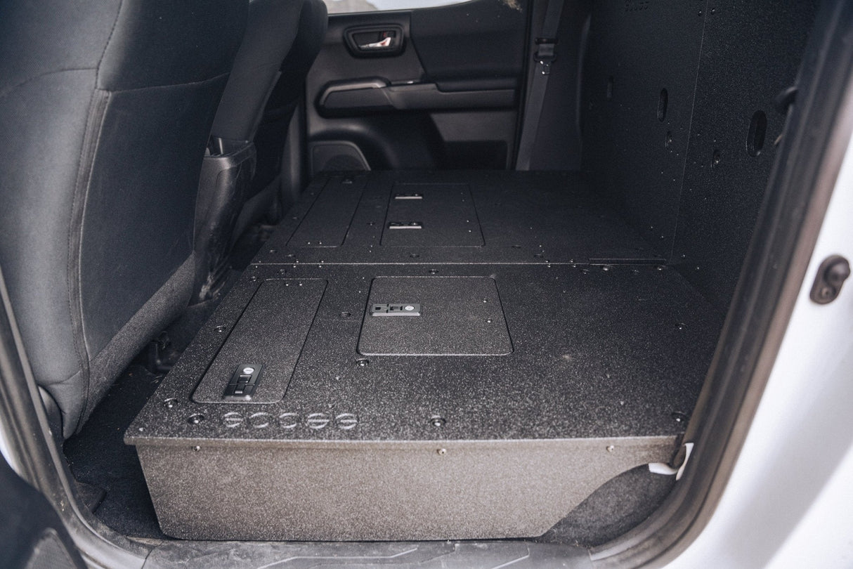 Toyota Tacoma 2005 - 2023 2nd and 3rd Gen Double Cab Version 2 - Second Row Seat Delete Plate System - Xtrusion Overland