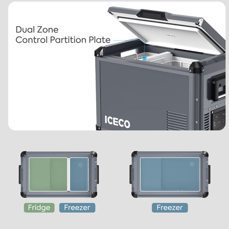 VL45ProD Dual Zone Portable Freezer - Gray | ICECO - Xtrusion Overland