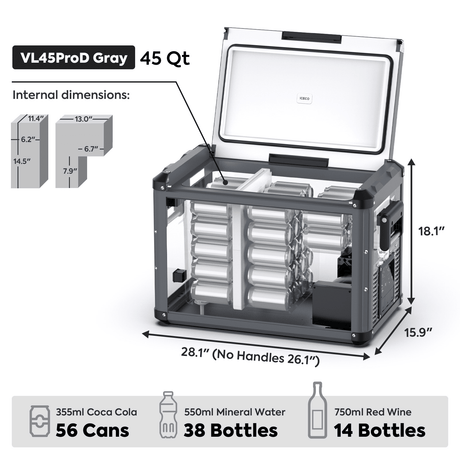 VL45ProD Dual Zone Portable Freezer - Gray | ICECO - Xtrusion Overland