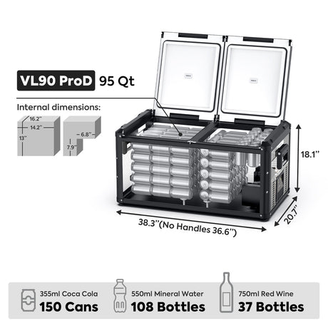 VL90ProD Dual Zone RV 12 volt Fridge Plug in Cooler | ICECO | 90 LT - Xtrusion Overland
