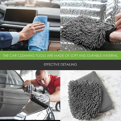 WASH & WHIPS Car Wash Kit - 3-Gallon Bucket with Particle Interceptor Trap, Shampoo, Chenille Mitt & Microfiber Soft Towel, 5pcs - Xtrusion Overland