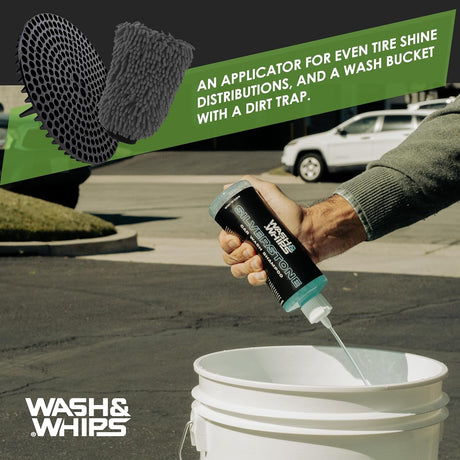 WASH & WHIPS Car Wash Kit - 3-Gallon Bucket with Particle Interceptor Trap, Shampoo, Chenille Mitt & Microfiber Soft Towel, 5pcs - Xtrusion Overland