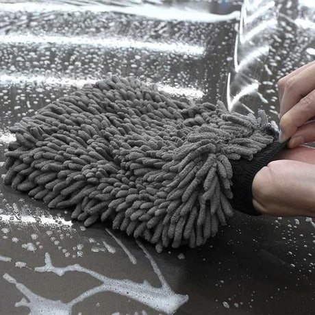 WASH&WHIPS Chenille Premium Scratch-Free Microfiber Lint-Free Blue Wash Mitt 8" x 10"in & Black Pitstop Particle Interceptor - Xtrusion Overland