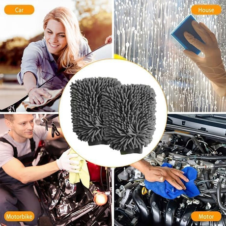 WASH&WHIPS Chenille Premium Scratch-Free Microfiber Lint-Free Blue Wash Mitt 8" x 10"in & Black Pitstop Particle Interceptor - Xtrusion Overland