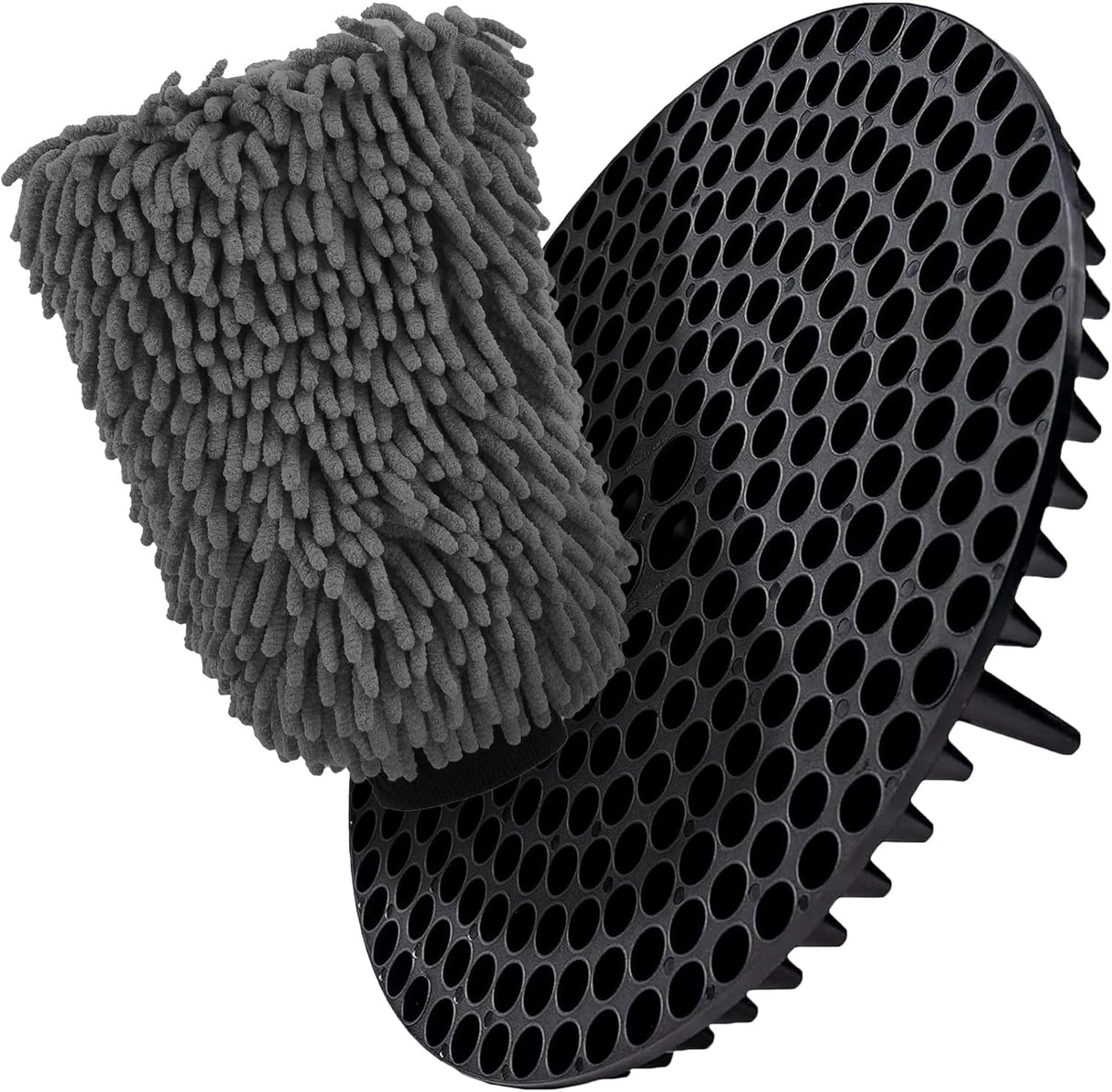 WASH&WHIPS Chenille Premium Scratch-Free Microfiber Lint-Free Blue Wash Mitt 8" x 10"in & Black Pitstop Particle Interceptor - Xtrusion Overland