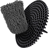 WASH&WHIPS Chenille Premium Scratch-Free Microfiber Lint-Free Blue Wash Mitt 8" x 10"in & Black Pitstop Particle Interceptor - Xtrusion Overland
