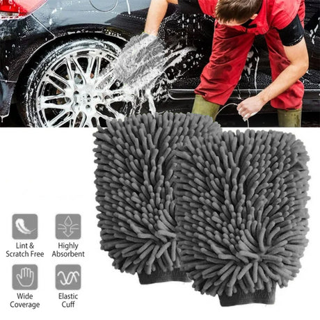 WASH&WHIPS Microfiber Chenille Car Cleaning Mitt - 2pk - Xtrusion Overland