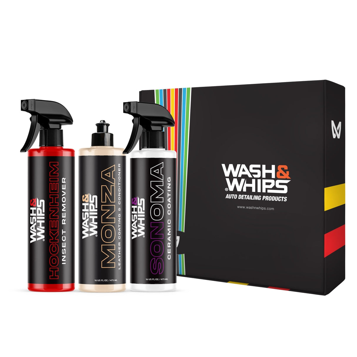 WASH&WHIPS MotoPro Motorcycle Detailing Kit - Bug Remover, Leather Care, Ceramic Spray - Xtrusion Overland