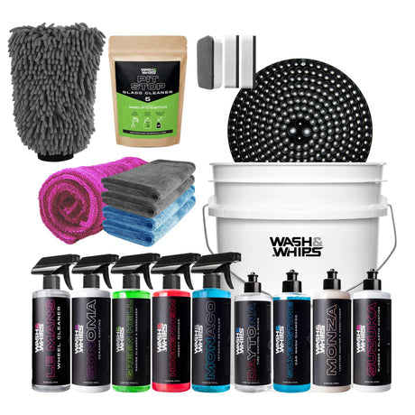 WASH&WHIPS Quick Detailing Pro Kit for Auto Detailing - 16-Piece Complete Car Care Set - Xtrusion Overland