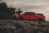 Side profile of a red Chevy Silverado 1500 Trail Boss with XBRS bed bars