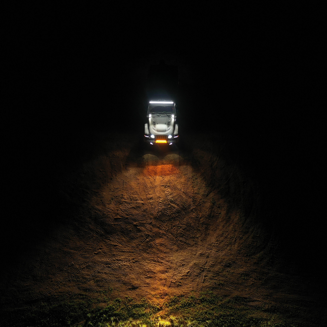 led fog light kit mounted on a jeep