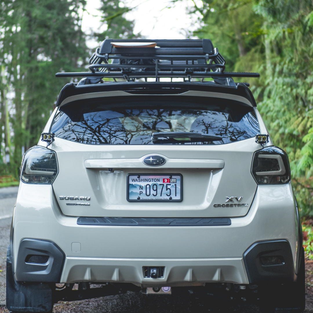 heretics ba-2 mounted as a chase light on a subaru 