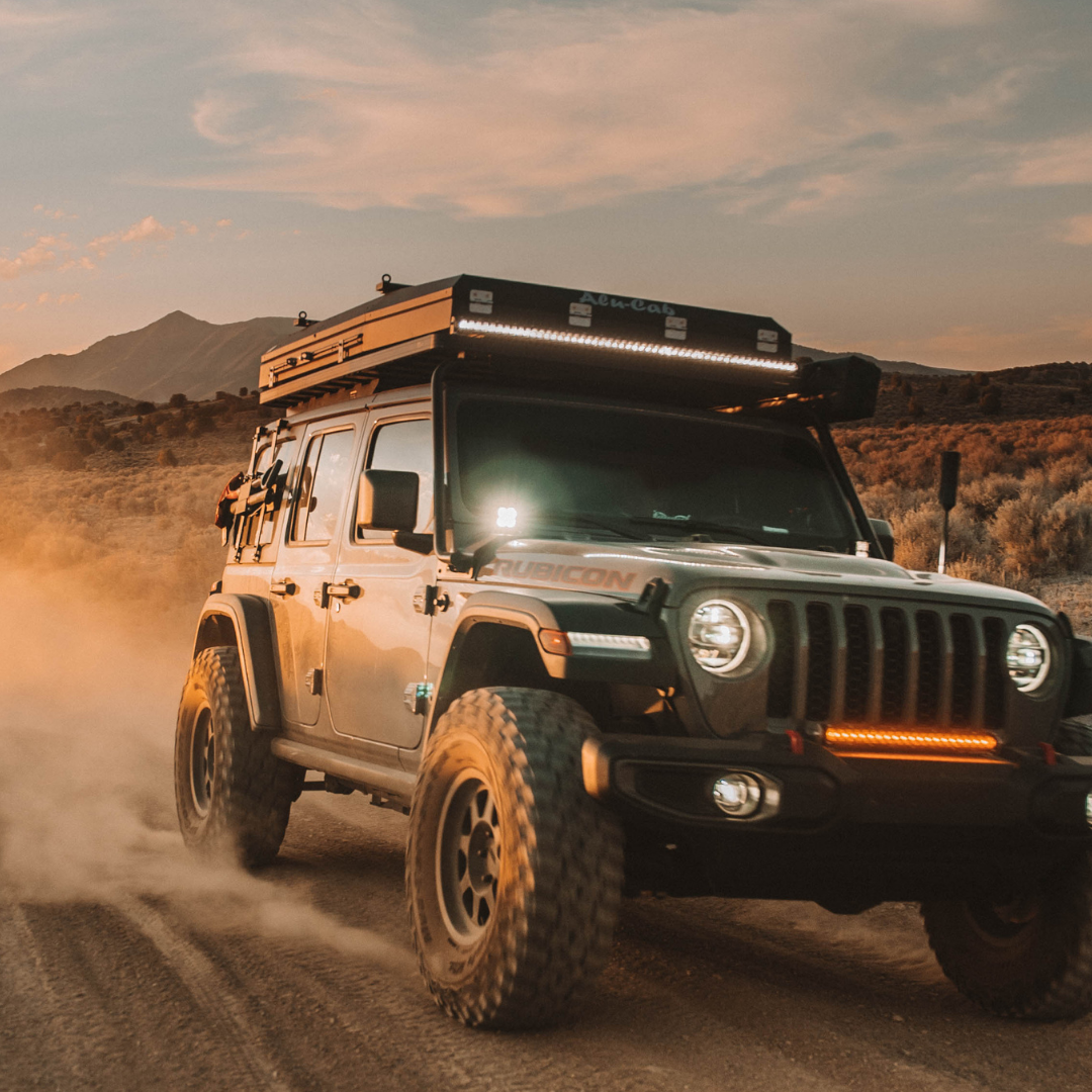 quattro led lights mounted on a jeep as a ditch light