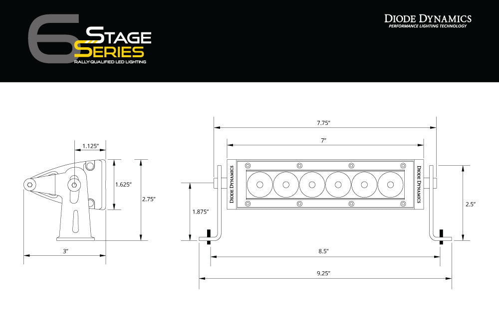 Diode Dynamics 6 inch LED Light Bar Single Row Straight SS6