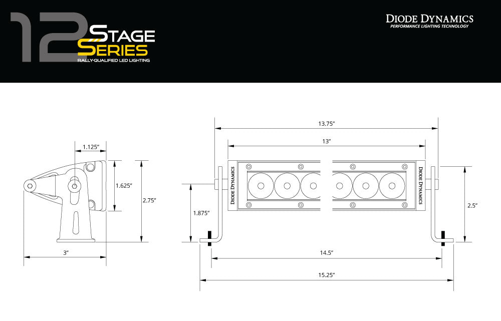 Diode Dynamics 12 Inch LED Light Bar  Single Row Straight