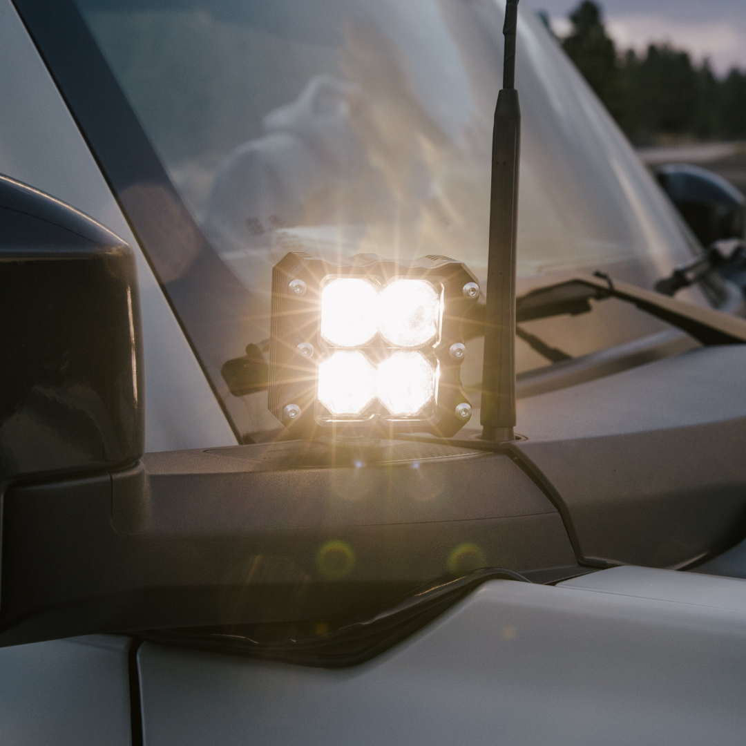 led quattro light mounted on a ford bronco