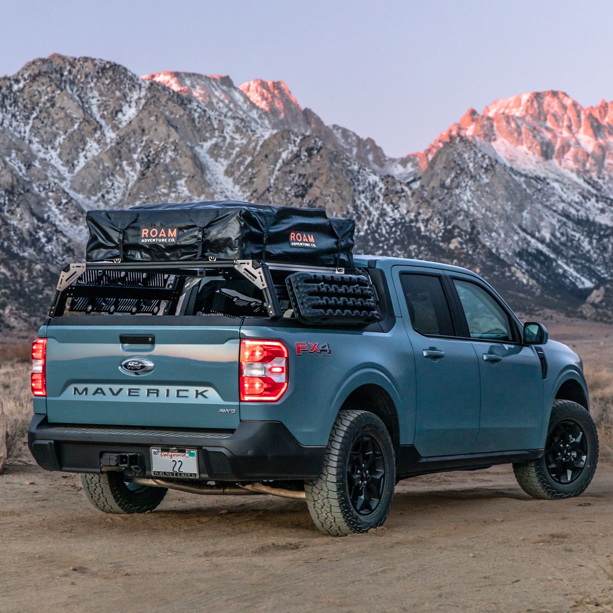 Ford Maverick FX4 with extrusion overland bed rack and roof top tent RTT