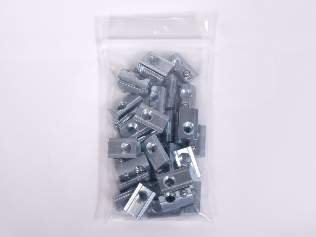 BAG OF 32EA - DROP-IN 5/16-18 T-NUTS 15S - ZINC ANODIZED, SPRING