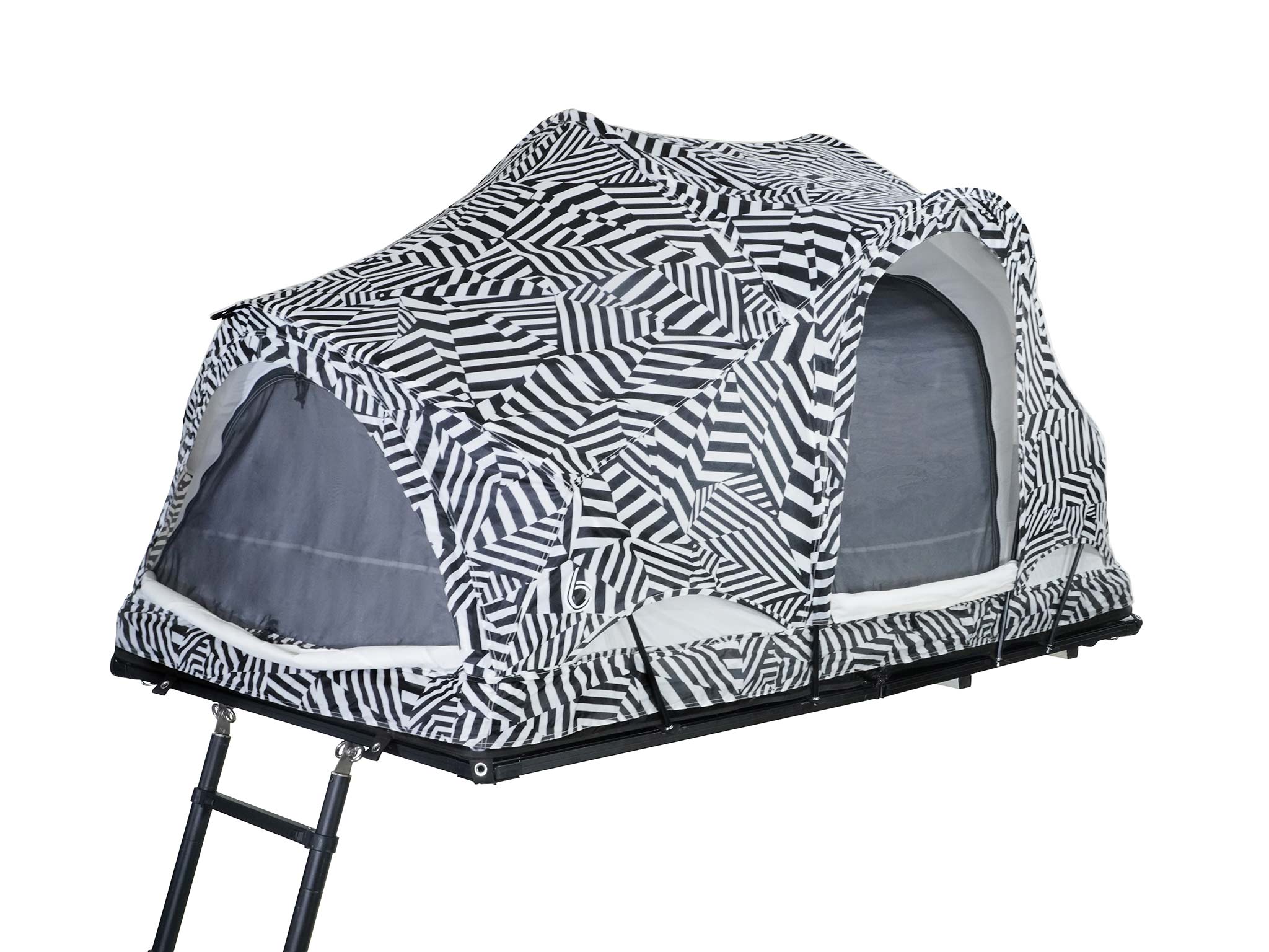 Rev Roof Top Tent closed screens dazzle pattern