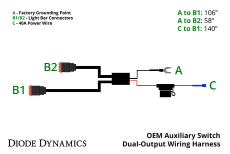 OEM Auxiliary Switch Dual-Output Wiring Harness Diode Dynamics - Xtrusion Overland